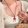 Collar de Cuerda Trenzada de Manzana Roja Dopamina Colorido para Mujer, Accesorio de Cadena Larga para el Cuello de Gama Alta y Lindo, Cadena para la Clavícula