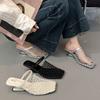 Malla trenzada francesa de verano Nuevos Zapatos de Mujer con Tacón Alto y Punta Hueca Medias Zapatillas Sandalias Romanas Tacones de Cuña para Usar al Aire Libre