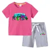 Camiseta infantil de verano 2023, nueva ropa infantil de comercio exterior, pantalones de manga corta de algodón coreano para niños, traje de dos piezas