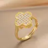 Anillo Exquisito Super Brillante de Circonita para Niñas, Lujo Accesible y Anillo de Apertura Ajustable de Gama Alta, Baño de Oro Real Simple