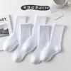 Meias Brancas de Cano Médio, Meias de Estudante, Meias Infantis de Algodão Pretas, Brancas, Cinzas, Meias Infantis Lisas Unissex para Primavera e Outono