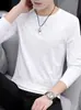 Camiseta lisa de manga larga para hombre, de estilo minimalista, para primavera y otoño, una elegante prenda interior o capa base, de tendencia