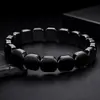 Pulsera nueva de piedra de ágata negra cuadrada redondeada transfronteriza para hombre, magnética, diseño geométrico simple, sensación de alta gama, venta al por mayor de joyería