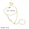 Pulsera Integrada Cadena de Dedo con Incrustaciones de Diamante Moda Transfronteriza Oro de 18K Zirconio Acero Inoxidable Que No Se Desvanece