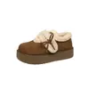 Maobokenga Calçados de Algodão com Velcro Versátil Sapatos de Solado Grosso Pelúcia Retro Inverno 2026 Quente Laço Novo Antiderrapante