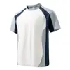Camiseta Personalizada con Cremallera para Hombre, Camiseta Base de Retazos Cuello Redondo, Nueva Camiseta de Manga Corta de Verano para Hombre para Deportes al Aire Libre