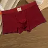 Ropa Interior Roja para Hombre de Nuevo Estilo para Bodas, Jacquard de Algodón, Calzoncillos tipo bóxer Suaves y Cómodos para Hombres Jóvenes