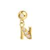 Pulseira de aço inoxidável com pingentes de letra de luxo 26 letras com zircônia transparente requintada A-Z Acessórios para joias DIY