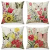 Chegada Nova da Amazon Capa de Almofada Estampada com Flores para Plantio Primavera Decoração Simples para Interior Almofada de Sofá Conjunto Almofada de Carro