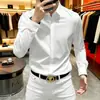 Camisa masculina de manga comprida, estilo business casual, slim fit, de alta qualidade, elegante e bonita, resistente a rugas, elástica e adequada para usar em camadas.