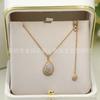 Collar Colgante Plata 925 Chapado en Oro 18K Estrella Calcedonia Elegante para Mujer Elegante Lujo Ligero Collar Colgante