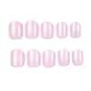 24 Peças de Unhas Postiças Clássicas de Alta Moda Europeias e Americanas Mais Vendidas Transfronteiriças com Acabamento Perolado Francesas Quadradas Curtas Venda por Atacado