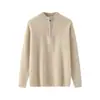 Suéter de Lana de Cuello Alto Medio para Otoño e Invierno para Hombres Jóvenes y de Edad Media Suéter Pulóver Engrosado Media Cremallera Casual Holgado Camiseta Interior de Punto