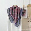 Nuevo Pañuelo de Seda Estampado con Bloques de Color de Doble Cara 2026 para Mujer, Estilo Vintage Primavera y Otoño, Bufanda Cuadrada Grande Favorecedora, Versátil Protección para el Cuello, Pañuelo de Protección Solar