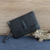 Bolsa com estampa de crocodilo masculina, carteira longa preta de couro macio, nova bolsa envelope de 2024 com grande capacidade e 8 polegadas
