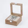 En Stock Grano de Bambú Vidrio Transparente Caja de Exhibición de Relojes Visible Malla Múltiple Colección de Relojes Protección contra Rayones Caja a Prueba de Polvo Niño