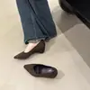 Zapatos de tacón grueso con estampado de leopardo, estilo retro coreano, de punta fina y escotados, para mujer, nueva moda otoño/invierno 2026, para ir al trabajo