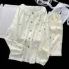 Nuevo conjunto de pijama de algodón nube con encaje de oso lindo y moderno para mujer, cárdigan de manga larga de otoño y primavera, ropa de estar de dibujos animados