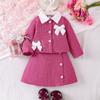Traje de Niña Europeo y Americano Transfronterizo Shein Otoño Nuevo Solapa de Lazo Cuadros Camisa Falda de Colegio Traje