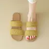Sandalias planas de tejido estilo coreano, nuevas de verano 2026, pantuflas casuales para exteriores estilo hada
