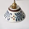 Luminária de pingente de flor de cerâmica estilo medieval para mesa de cabeceira, luminária vintage francesa para sala de jantar, luz estética estilo Song para corredor de entrada e sala de jantar