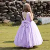 Nuevo vestido de noche sin espalda con gran lazo para niña, vestido de gasa esponjosa, vestido de princesa, vestido para anfitriona de boda, vestido de dama de honor