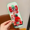 Grampo de Cabelo Laço Vermelho Fofo de Ano Novo para Crianças Meninas Flor Desenho Animado Presilha Lateral Bebê Presilha Bico de Pato de Ano Novo Acessório de Cabeça
