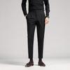 Pantalones Casuales de Negocios Rectos de Tela Fluida Color Caqui para Hombre Naples Cintura Alta Corte Delgado Pierna Recta Pequeña