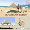 Tienda de campaña de una pieza para exteriores, portátil, de Lycra, con seis patas, para playa, pesca, toldo a prueba de UV con poste