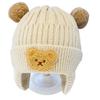 Gorro de bebé de otoño e invierno, gorro de lana de oso para niños, gorro de punto con bola de pelo para bebé, gorro cálido con protección para las orejas para hombres y mujeres, Tide