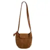 Bolsa Satchel Estilo Coreano com Costura Retrô, Bolsa Saco para Mulheres, Nova Coleção Outono 2025, Simples, Diária, Leve, de Ombro, Transversal