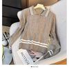 Suéter Pulóver de Manga Larga con Cuello Retro de Color Contrastante Ajustado Estilo Coreano Nuevo Primavera con Top para Mujer