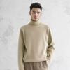 Suéter de cuello medio para otoño e invierno para hombre, holgado y versátil, tejido grueso, capa base blanca para hombre, camisa de punto de cuello medio, manga larga