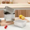 Recipiente cuadrado de acero inoxidable para conservar el sabor, caja de almacenamiento para refrigerador con tapa, caja pequeña para alimentos, frutas, guarniciones, condimentos