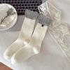 Meias de Renda com Botões de Agulha Dupla de Outono e Inverno para Mulheres, Meias de Meia Panturrilha, Estilo Japonês da Moda, Uso de Duas Maneiras, Com Punho, Meias Folgadas para Meninas