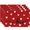Nuevo mantel individual de lino estampado para el Día de San Valentín Amazon transfronterizo amor festivo restaurante occidental aislamiento térmico antiadherente mantel de mesa