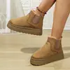 Botas de Nieve de Terciopelo de Invierno Nuevas para Mujer Suela Gruesa Plataforma Elevadora Botines Cortos Slip-on Cálidos Zapatos Grandes de Algodón Múltiples Colores Disponibles