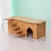 Casa Esconderijo para Hamster com Base de Madeira Impermeável, Plataforma Resistente a Mordidas, Resfriamento de Verão, Casa Villa de Dois Andares para Hamster Dourado Atacado