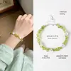 Pulseira com Contas de Flor de Concha de Cristal Natural Irregular para Meninas Conto de Fadas Dopamina Cores Doces Fio de Mão Ornamento de Mão