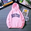 Suéter com capuz marca de moda feminina outono e inverno carta solta impressa manga comprida mulheres novo jovem loreado top forrado de lã