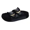 Zapatos Birkenstock de suela gruesa 2026 otoño e invierno nuevos pantuflas peludas estilo coreano para mujer, pantuflas de felpa Birkenstock de suela plana para uso en exteriores