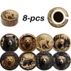 Elegante Set de 8 Piezas de Madera con Encantadores Posavasos Artísticos de Estilo Étnico, Resistentes al Calor y Antideslizantes, Adecuados para Posavasos de Mandala