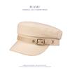 Estilo coreano de otoño, nueva gorra de visera para mujer, de moda, con hebilla de cinturón, de copa plana, para exteriores, protector solar, cálida, casual, gorra de repartidor