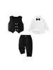 Chaleco para Niños Overol de Otoño Conjunto de Tres Piezas Camisa Estilo Escolar para Bebé Niño Ropa para Actuaciones de Anfitrión para Niños Pequeños