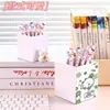 Porta Plumas de Escritorio Oso Autocrítico de Trébol de Cuatro Hojas, Gran Capacidad, Caja de Papelería Linda y Elegante para Estudiantes, Organizador de Maquillaje