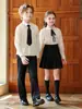 Disfraces de actuación para niños y niñas, uniformes escolares estilo universitario, uniformes de jardín de infantes, uniformes de clase de escuela primaria, camisas de manga larga, atuendos de actuación