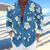 AliExpress Europa e Estados Unidos camisa de manga longa casual masculina para primavera e outono cardigã de abotoamento simples multicolorido impressão digital 3D