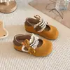 Zapatos de Princesa para Niñas 2026 Primavera Nuevo Estilo Coreano de Moda Zapatos Birkenstock Versátiles Cordón Perla Suela Suave Zapatos Pequeños de Cuero