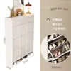 Armário de sapatos ultrafino estilo creme para entrada de casa, armário de hall de entrada com porta basculante e sapateira simples de grande capacidade integrada