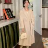 24 Años Nuevo Bata Coreana Abrigo de Cachemira Doble Cara Mujer Largo Sencillo Delgado Abrigo de Lana Doble Cara
